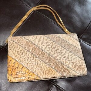 Elegant Tan and Brown Clutch